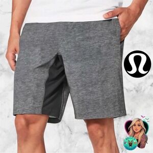 Lululemon T.H.E. Shorts 10" Linerless Men's Large Grey Heathered Zip Pocket Dry